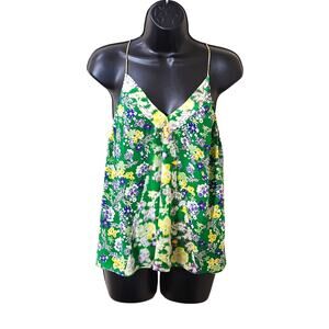 Rebecca Taylor Floral Printed Silk Trapeze Tank XS